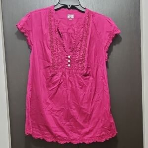 Converse Pink Lace Trim Blouse